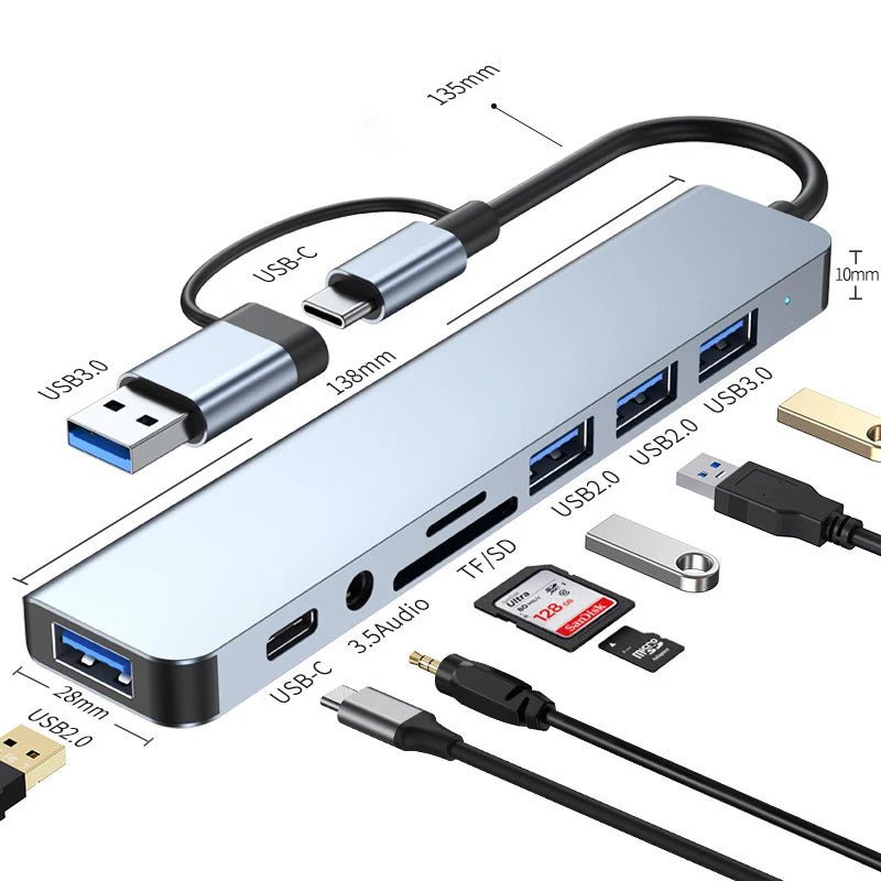 8 in 2 USB +Type C HUB Docking - EverPeak storeeverpeakstore